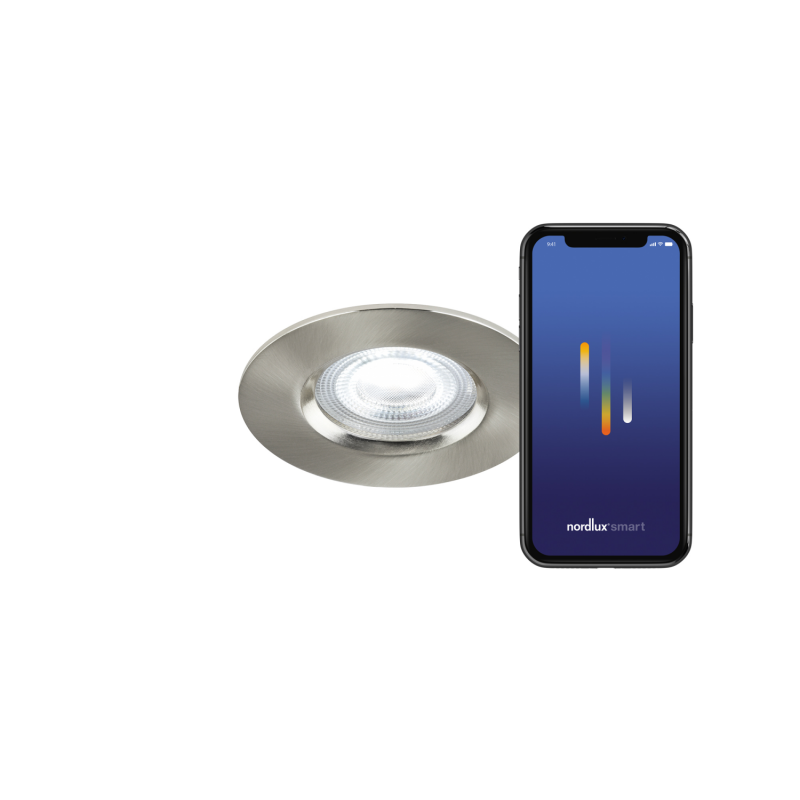 Nordlux Don Smart Colour Einbaustrahler Nickel – 4,7W RGBW 2700–6500K 320lm IP65  Schutz gegen Strahlwasser Bluetooth